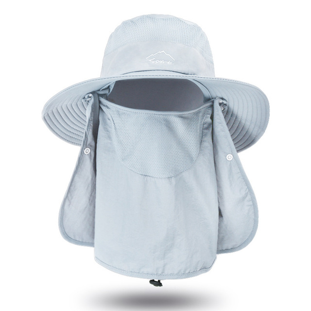 Summer Quick-drying Men Women Hat Outdoor Face Mask Wide Brim Bucket Hat Sun Protection Wide Brim Cap for Fishing Hunting