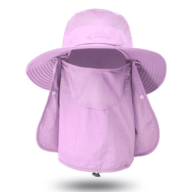 Summer Quick-drying Men Women Hat Outdoor Face Mask Wide Brim Bucket Hat Sun Protection Wide Brim Cap for Fishing Hunting