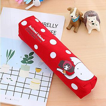 Lovely Girl Canvas Pencil Case Cute Kawaii Cartoon Fabric Zipper Animal Pencil Bag For Kids School Supplies Free Shipping