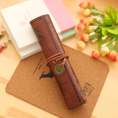 Hot Vintage leather pencil case for school boys girls pencil bag pencil-case school supplies pencil cases