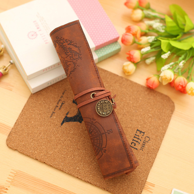 Hot Vintage leather pencil case for school boys girls pencil bag pencil-case school supplies pencil cases