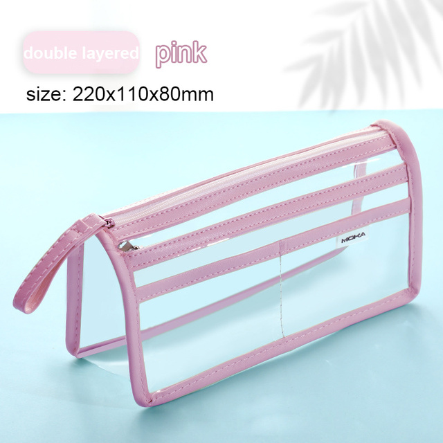 Transparent Pencil Case for Test 3-layer Large Capacity Waterproof Pencil Bag Stationery Box Cosmetic Bag School Supplies