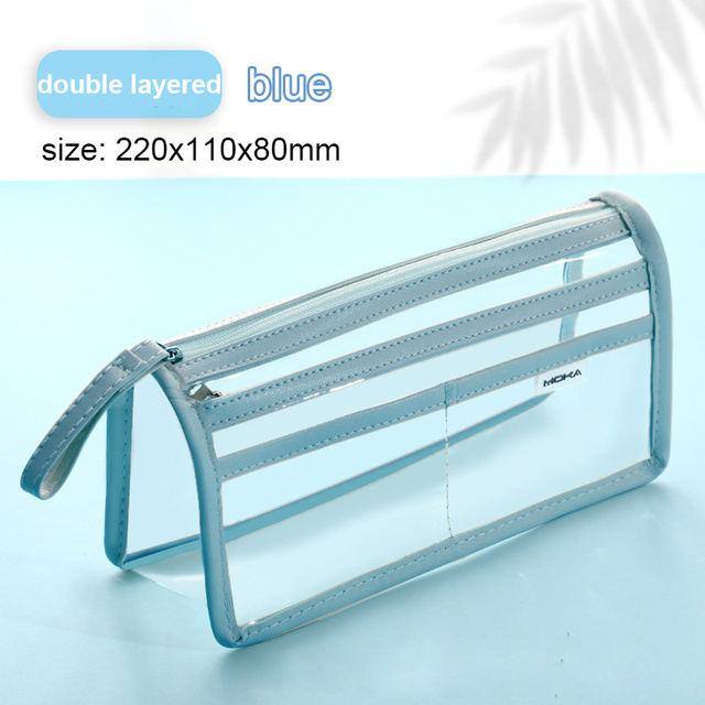Transparent Pencil Case for Test 3-layer Large Capacity Waterproof Pencil Bag Stationery Box Cosmetic Bag School Supplies