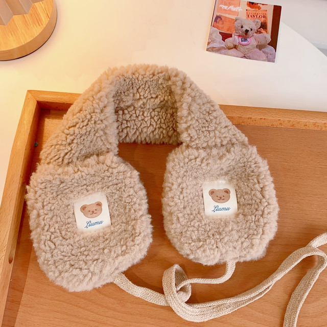 New Fashion Korea Women Winter Warm Plush Earmuff Ear Warmer Cute Bear Adults Kids Tie Plush Earmuffs