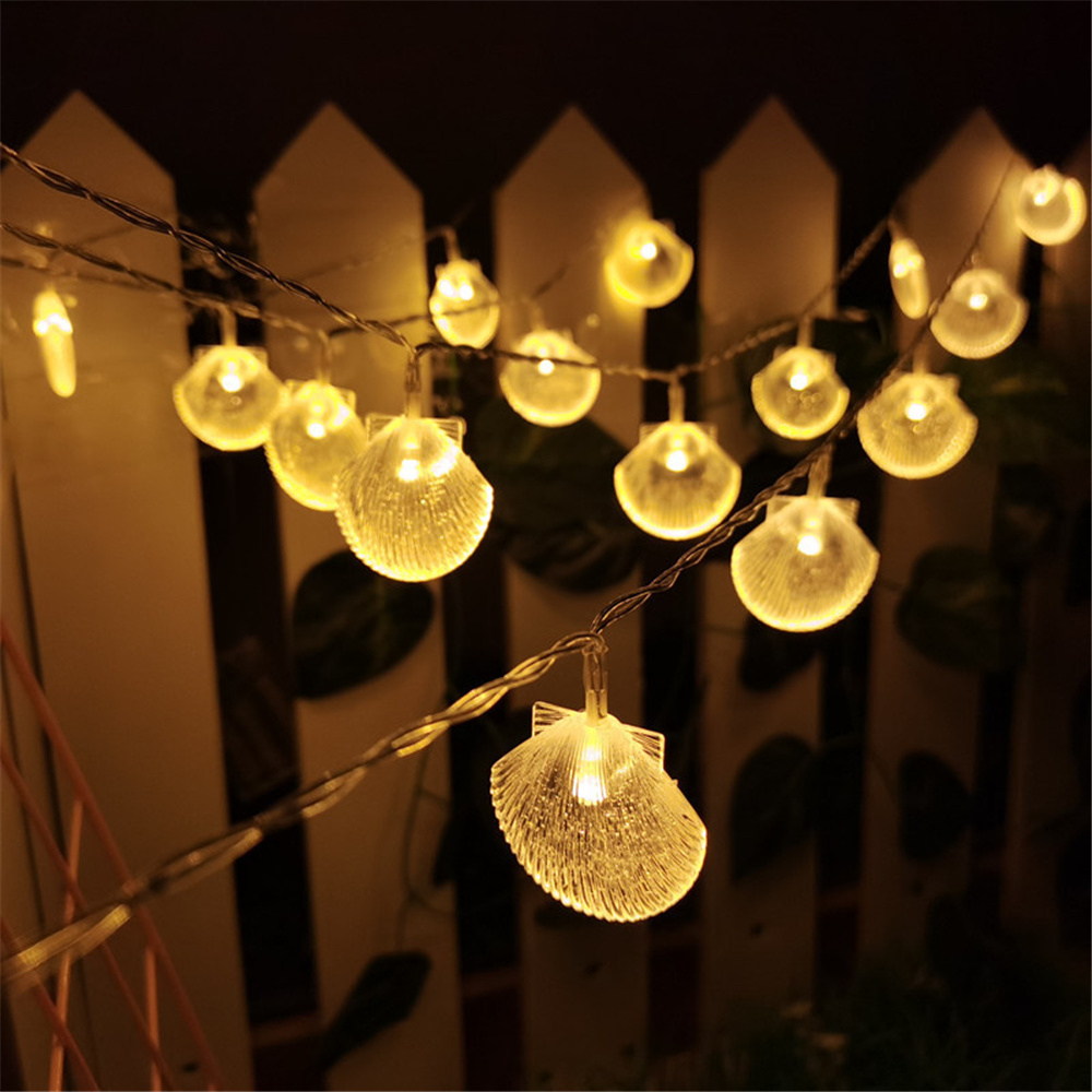 1.5M Clear Sea Beach Seashell Fairy String Light Outdoor Indoor LED Garland Shell for Fish Net Mermaid Party Baby Shower Decoration