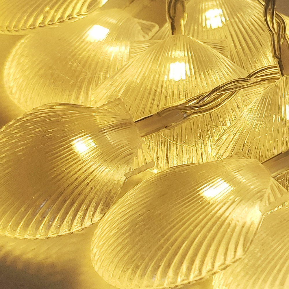 1.5M Clear Sea Beach Seashell Fairy String Light Outdoor Indoor LED Garland Shell for Fish Net Mermaid Party Baby Shower Decoration