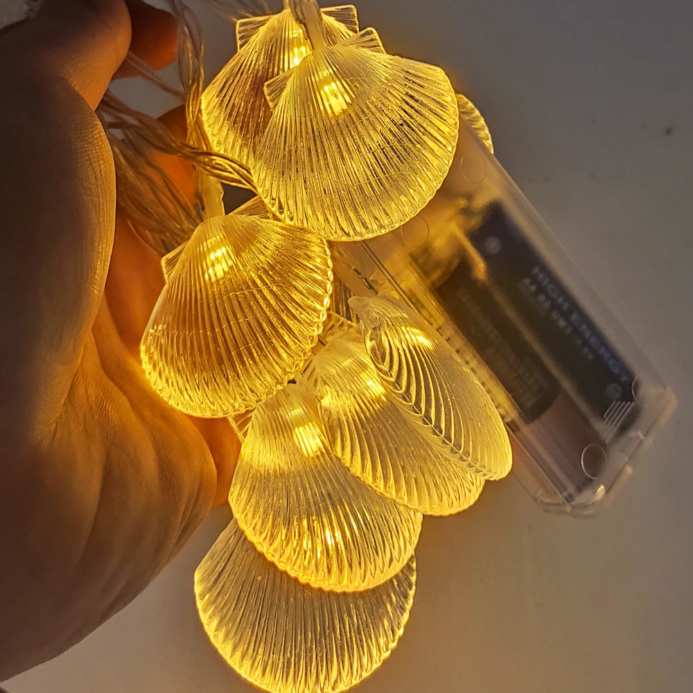 1.5M Clear Sea Beach Seashell Fairy String Light Outdoor Indoor LED Garland Shell for Fish Net Mermaid Party Baby Shower Decoration