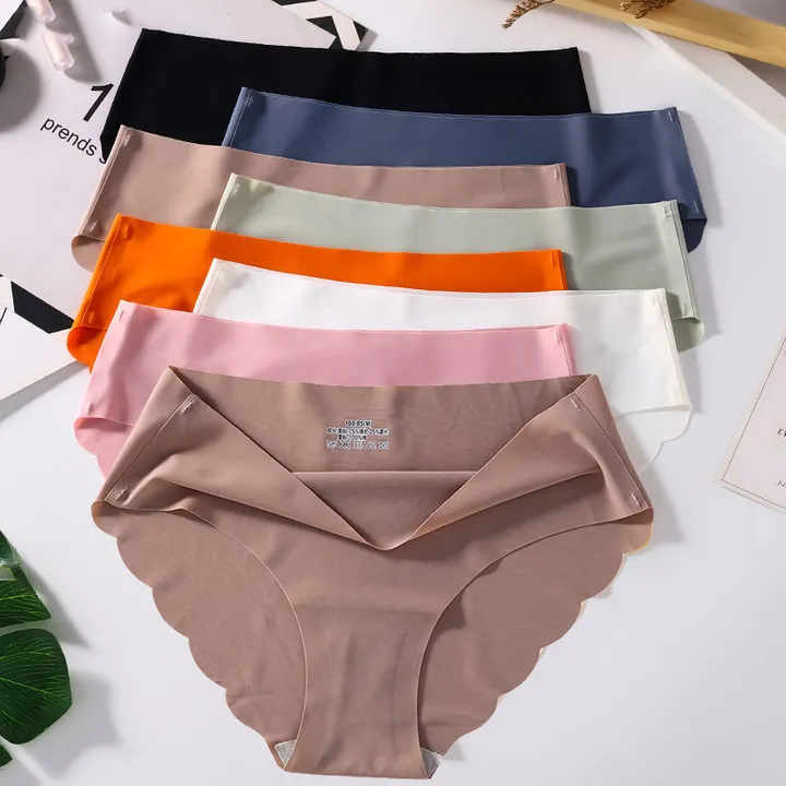 Women's Panties 8pcs Seamless Silk Satin Female Underwear  Lingerie Sweet Wavy Edge Briefs Comfort Sport Underpants