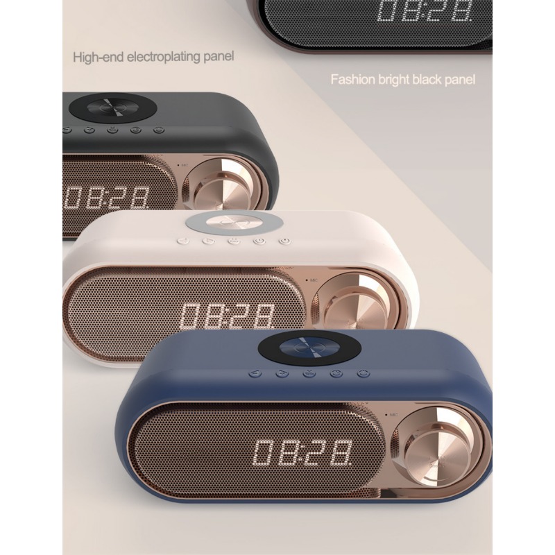 Multi-function wireless speaker, Bluetooth, charging clock, alarm clock, FM radio, TF, wireless charger