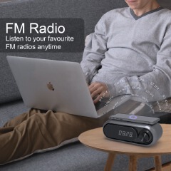 Multi-function wireless speaker, Bluetooth, charging clock, alarm clock, FM radio, TF, wireless charger