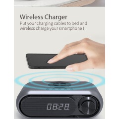 Multi-function wireless speaker, Bluetooth, charging clock, alarm clock, FM radio, TF, wireless charger
