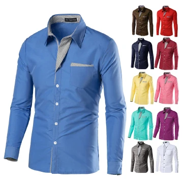 "DUMA" shirt Contrast color men's shirt stripe Long sleeve Men Business Leisure Handsome appointment