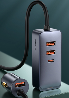 120W USB Type C Car Charger QC 3.0 PD Fast Charge Cigarette Lighter Splitter In Car USB Socket Adapter