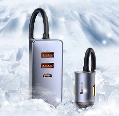 120W USB Type C Car Charger QC 3.0 PD Fast Charge Cigarette Lighter Splitter In Car USB Socket Adapter