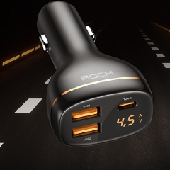 60W 3 Port Car Charger Digital Display QC4.0 QC3.0 Type C PD 33W Fast Car Charging Charger