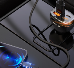 60W 3 Port Car Charger Digital Display QC4.0 QC3.0 Type C PD 33W Fast Car Charging Charger