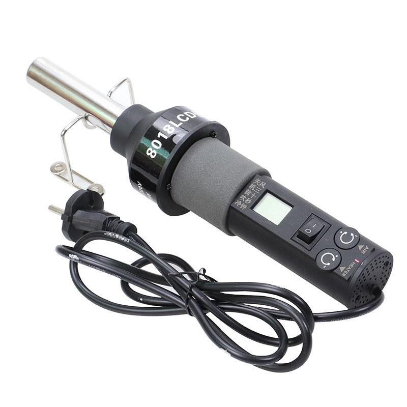GJ8018LCD Hot Air Gun Handle Soldering Station Welding Heating Tools Temperature Adjustable Black Electronic Heater 4 BGA Nozzle