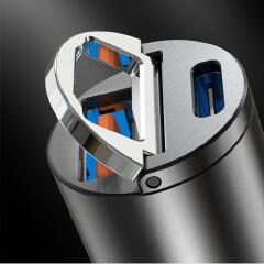 30W Mini Stealth Car Adapter QC3.0 Quick Charge Type C PD Charger QC/PD Car Fast Charger With Pull Auto Electronic Accessories