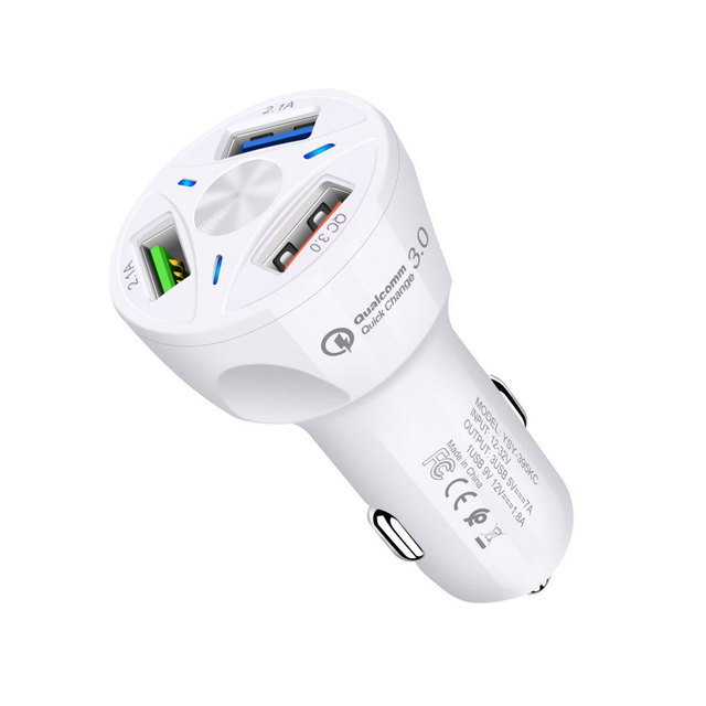 Qc3.0 Car Mobile Phone Charger Three USB Car Fast Charge Car Charger 3.1A One Drag Three QC 3.0 Car Acessories