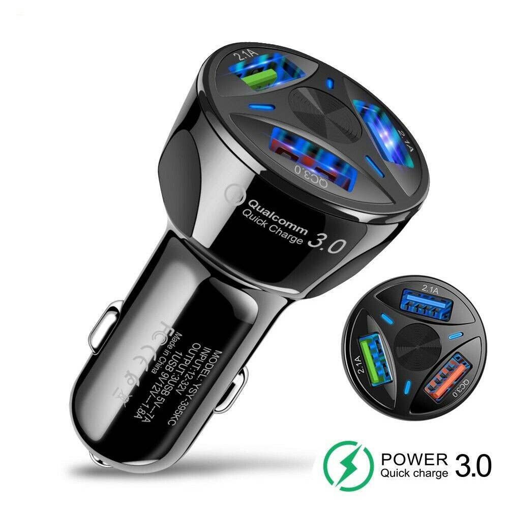 Qc3.0 Car Mobile Phone Charger Three USB Car Fast Charge Car Charger 3.1A One Drag Three QC 3.0 Car Acessories