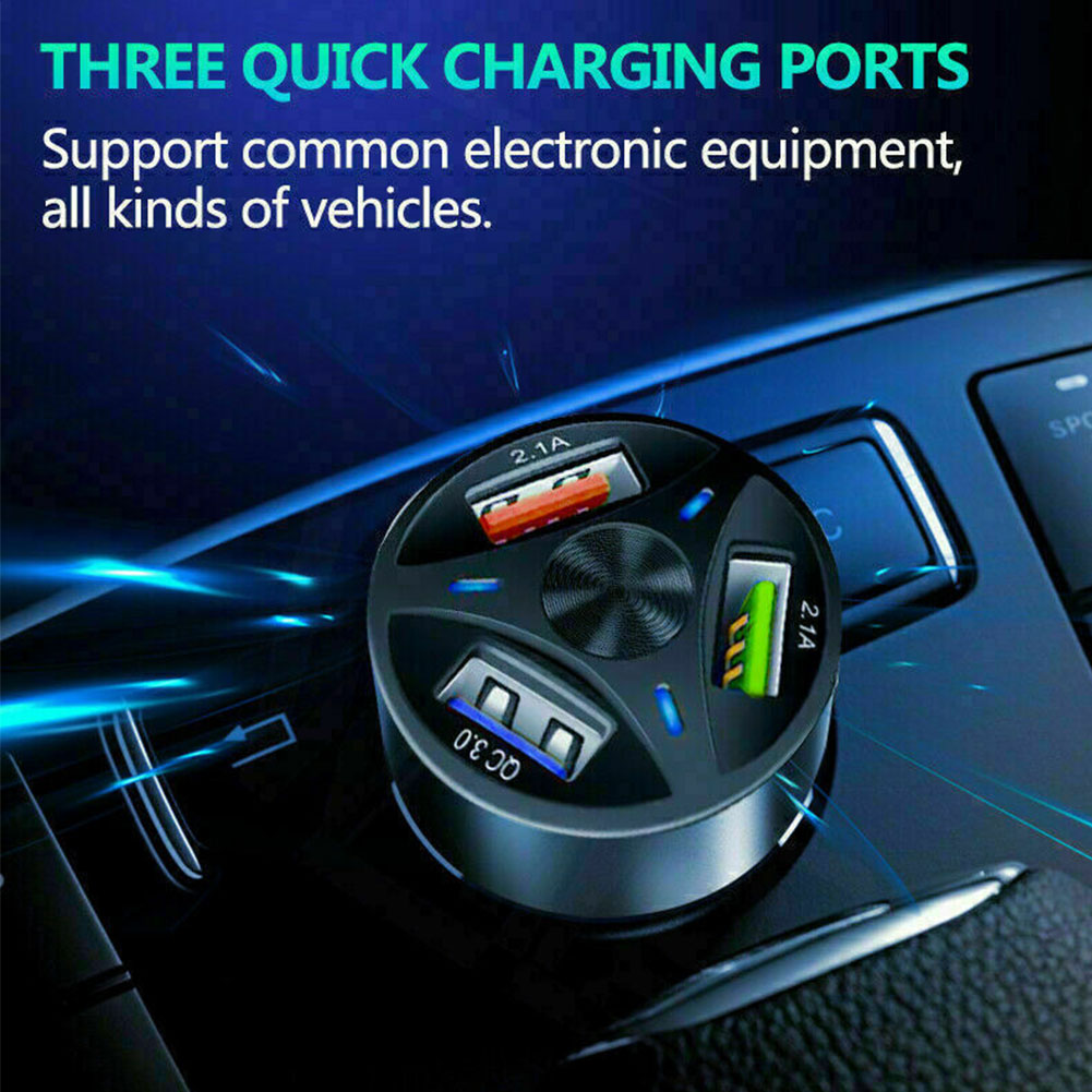 Qc3.0 Car Mobile Phone Charger Three USB Car Fast Charge Car Charger 3.1A One Drag Three QC 3.0 Car Acessories