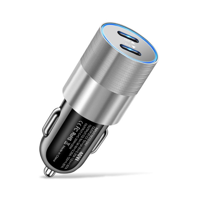 40W Car Charger Dual USB C Fast Charging 12V/24V PD Car Charger Adapter