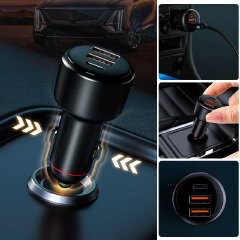 200W Car Charger Fast Charging Type C PD USB Car Cigarett Lighter Adapter Multiple Socket Charger