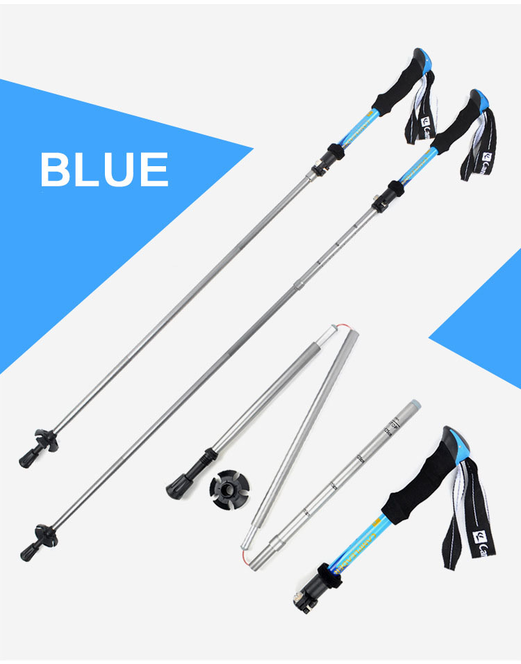 New 5 Section Folding Walking Stick Hiking Accessories Folding Carbon Climbing Stick Trekking Pole Telescopic Baton