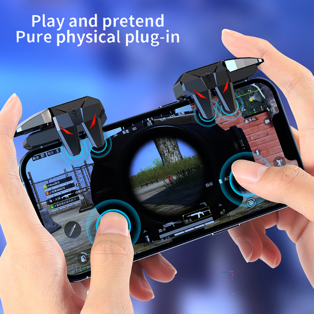 Mobile Game 6 Finger Trigger for PUBG Phone Gaming Artifact Controller Gamepad Joystick Aim Shooting Button for iPhone Android