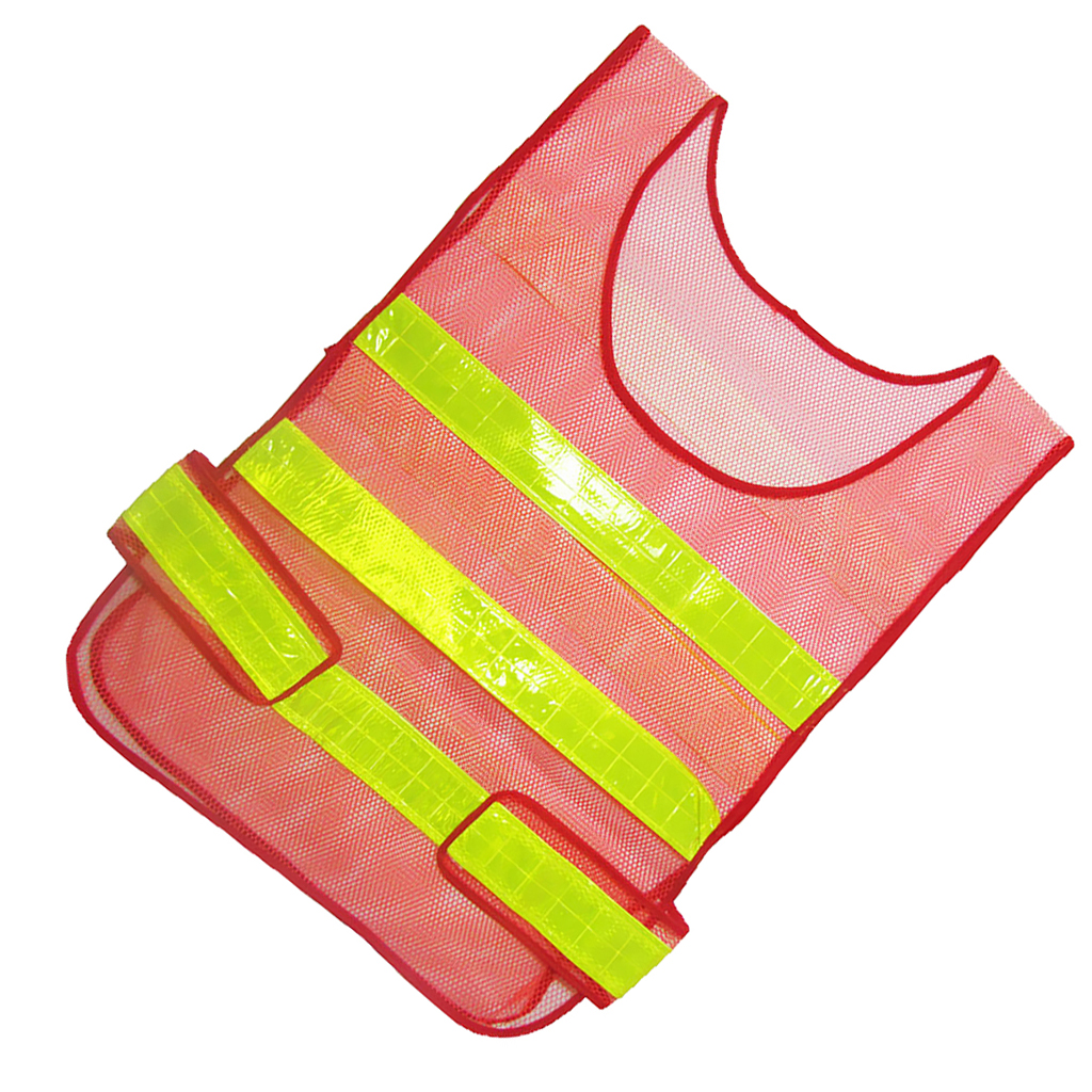 Adjustable Hi-Vis Safety Vest Reflective Jacket Security Waistcoat Vest -Red