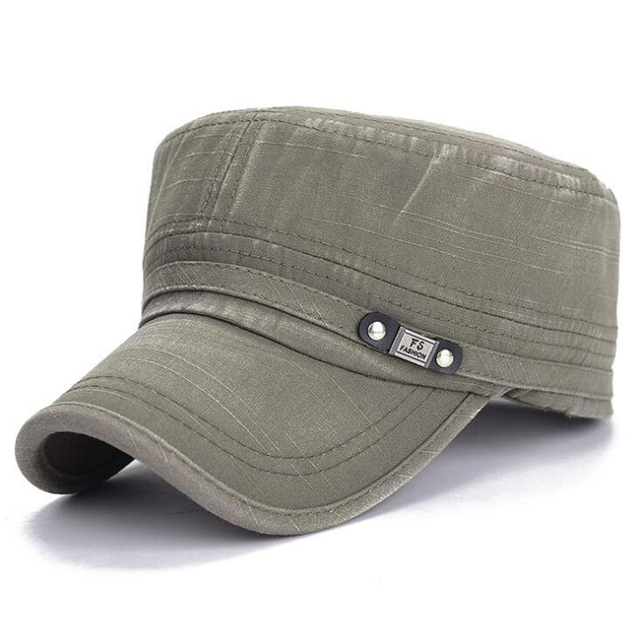 New Korean Casual Men'S Flat Top Hat Outdoor Sun Hats Old Washed Military Cap  Simply Women'S Mens Atlantis Cuba Cap
