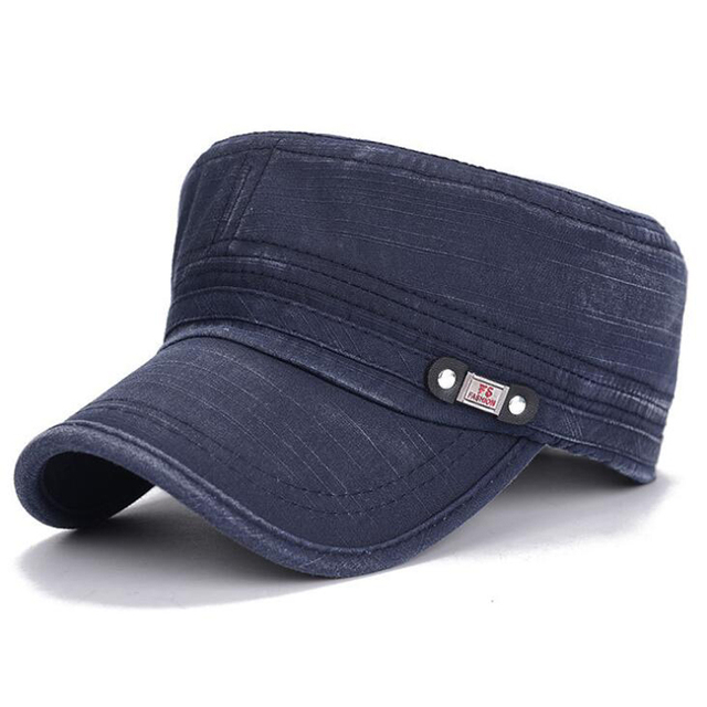 New Korean Casual Men'S Flat Top Hat Outdoor Sun Hats Old Washed Military Cap  Simply Women'S Mens Atlantis Cuba Cap