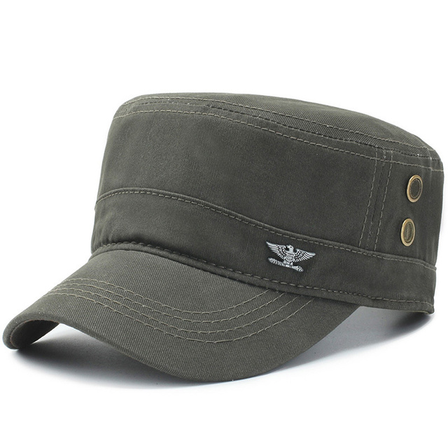 Spring Summer Flat Top Baseball Hats Outdoor Military Hat Men Women Washed Army Cap Solid Black Green Visor