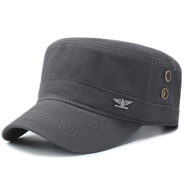 Spring Summer Flat Top Baseball Hats Outdoor Military Hat Men Women Washed Army Cap Solid Black Green Visor