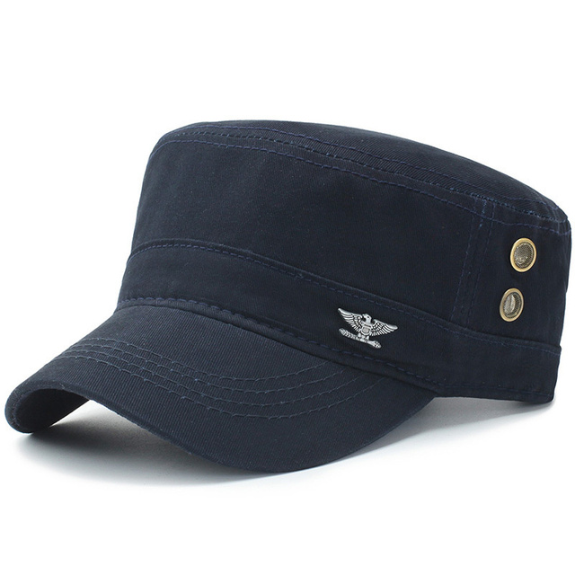 Spring Summer Flat Top Baseball Hats Outdoor Military Hat Men Women Washed Army Cap Solid Black Green Visor