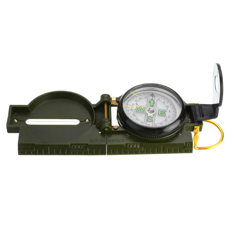 Portable Compass Military Outdoor Camping Folding Len Compass Army Green Hiking Survival Trip Precise Navigation Expedition Tool