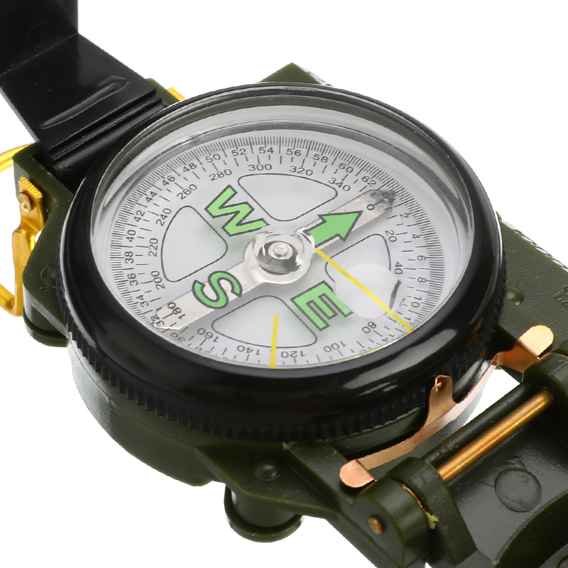Portable Compass Military Outdoor Camping Folding Len Compass Army Green Hiking Survival Trip Precise Navigation Expedition Tool