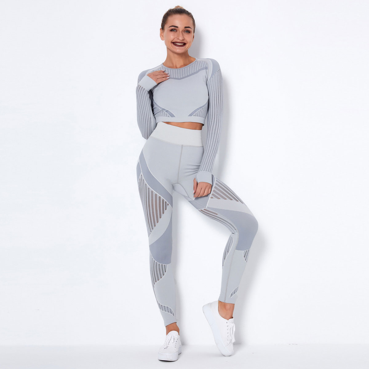 Hollow Out Seamless Yoga Set Sport Outfits Women Two 2 Piece Crop Top Bra Leggings Workout Clothes Gym Suit Fitness Sport Sets