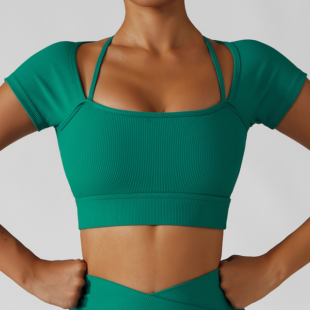 Yoga Short Sleeved Sports Seamless Women Fitness Crop Top Workout Tops Gym Clothes Sportswear Running T-shirts Yoga Tops Women