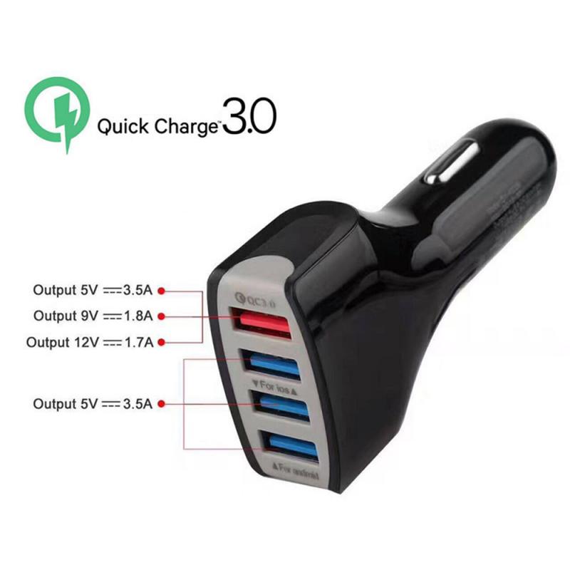 QC3.0 Car Charger Car Accessories 4 Ports Fast Charger USB Car Charger Car USB Socket Adapter 12V 30W