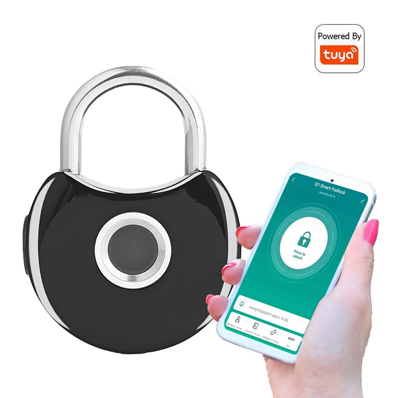 Waterproof Smart Padlock Tuya Bluetooth Mini Portable Biometric Fingerprint Padlock With USB Keys Anti-theft Cabinet Door Lock