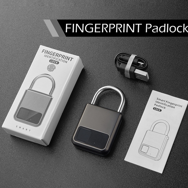 Fingerprint Padlock Waterproof Smart Keyless Security Locker Fingerprint Lock Anti-Theft USB Charge For Bike Gym Locker Luggage