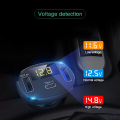 Car Dual USB Cigarette Lighter Type C QC 3.0 Charger 5V LED Display Adapter Splitter Auto Charge Socket Electronic Accessories