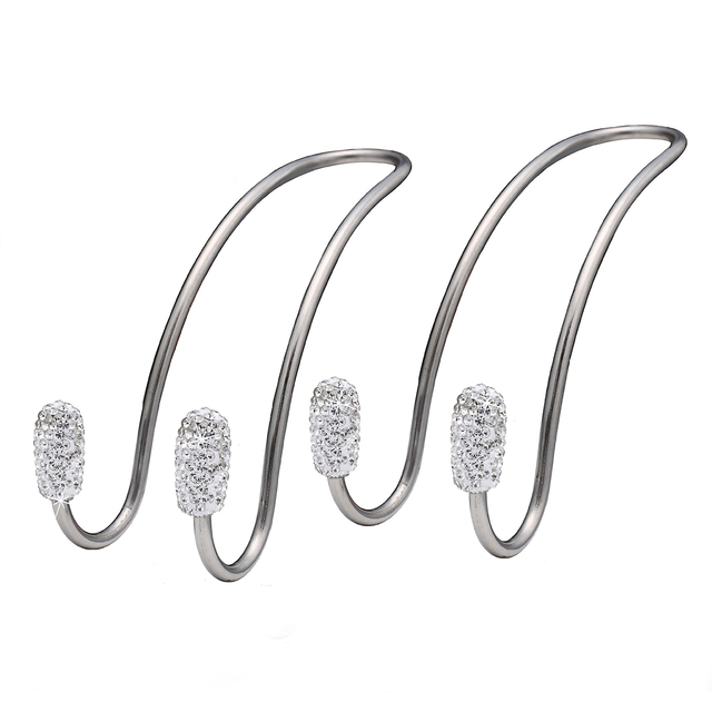 2Pcs/Set Luxurious Rhinestone Car Seat Hooks Cute Auto Headrest Hanger Holder Bags Purse Clothes Coats Storage Organizers Clips