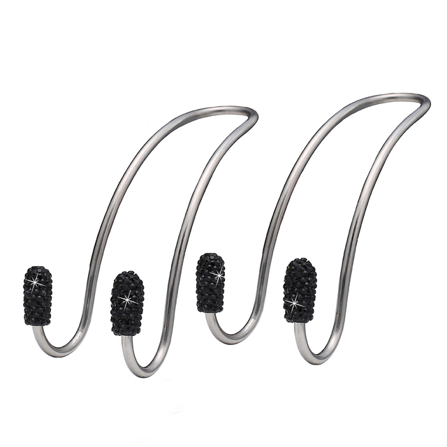 2Pcs/Set Luxurious Rhinestone Car Seat Hooks Cute Auto Headrest Hanger Holder Bags Purse Clothes Coats Storage Organizers Clips