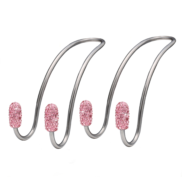 2Pcs/Set Luxurious Rhinestone Car Seat Hooks Cute Auto Headrest Hanger Holder Bags Purse Clothes Coats Storage Organizers Clips