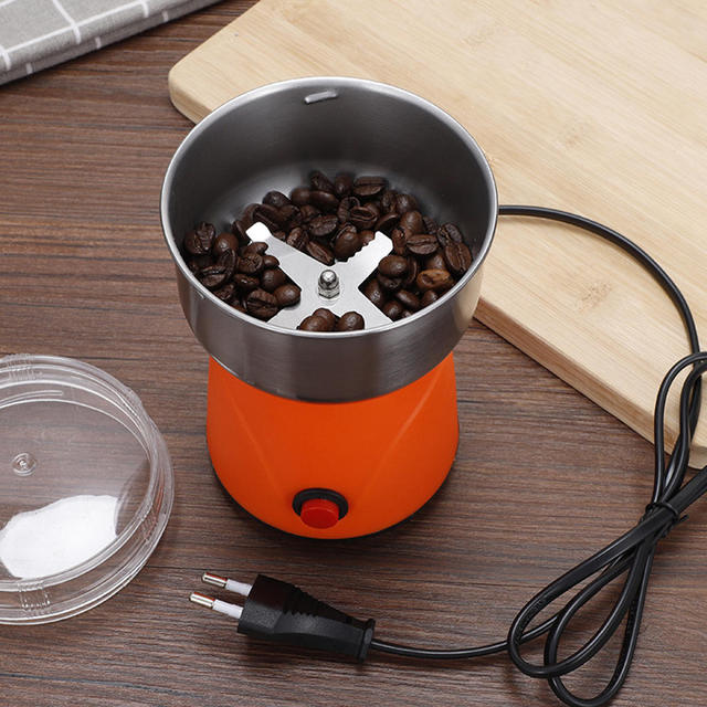 Electric Coffee Bean Grinder Household Portable Stainless Steel Blade Multifunction Grain Grinder Spice Grinder for Daily Use