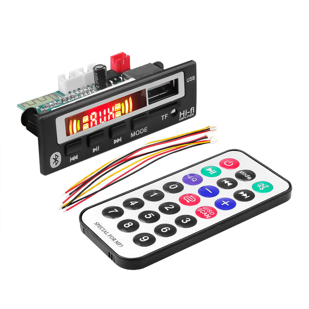 Car Audio USB TF FM Radio Module Wireless Bluetooth 5V 12V MP3 WMA Decoder Board MP3 Player with Remote Control For Car