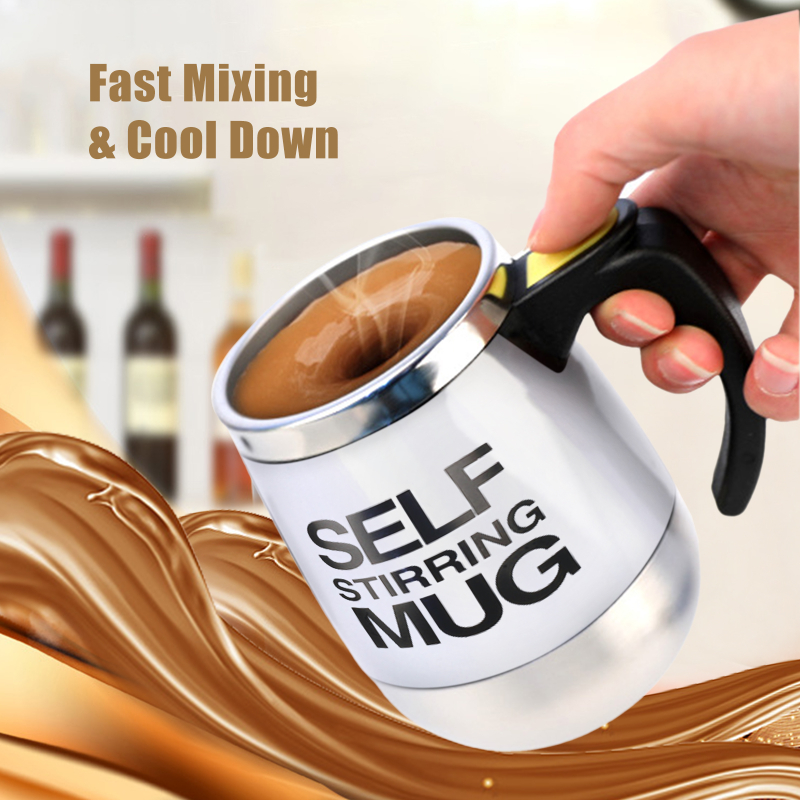 400mL Self Stirring Mug with Lid Automatic Stirring Coffee Cup Electric Stainless Steel Self Mixing Coffee Cup for Coffee Milk