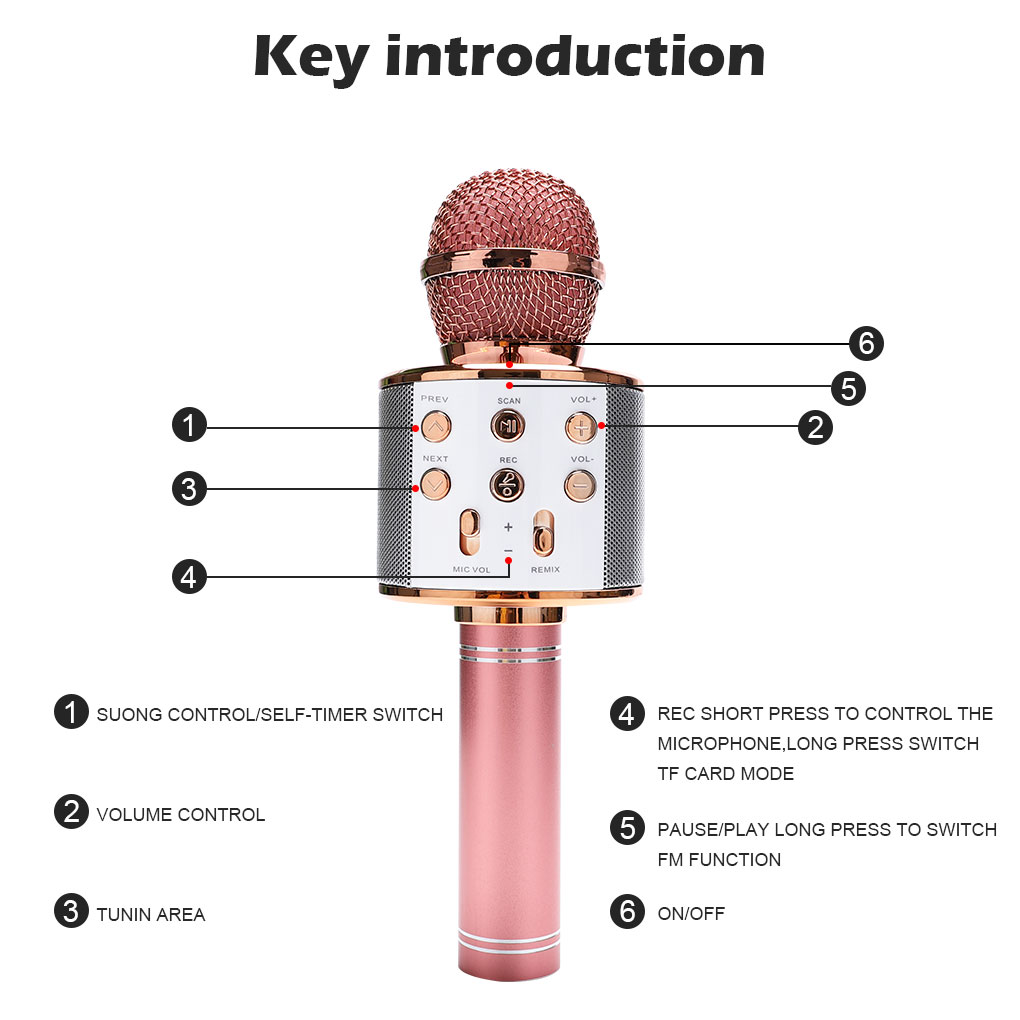 Wireless karaoke microphone Bluetooth Micro bass Karaoke Home Music Player Singing microfono Mic microphone for sing